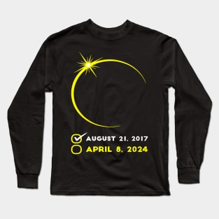 Eclipse Checklist 2024 Total Solar Eclipse Party April 8 Long Sleeve T-Shirt